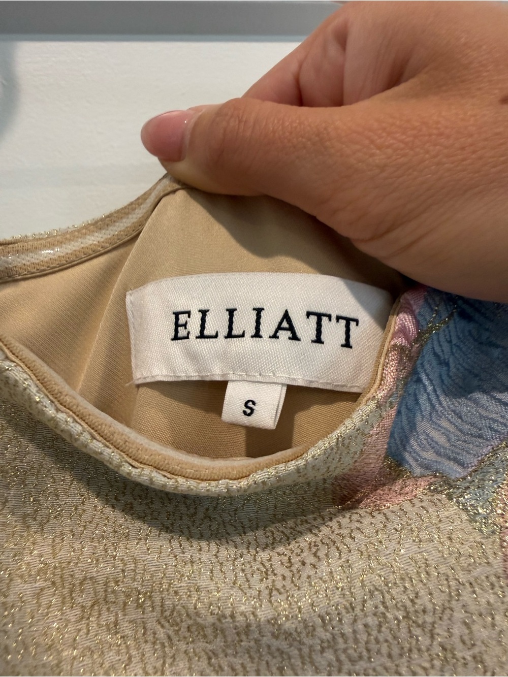 Elliatt Strapless Jacquard Gown in Blush, Lavender and Pale Blue - Picture 9 of 9